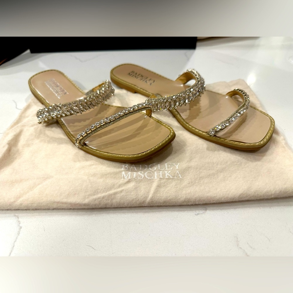 Badgley Mischka crystal strap shoes. Fits size 7.5-8